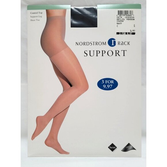VTG Lot of 3 Nordstrom Rack Support Sheer Control Top Pantyhose Navy Size C NOS - Picture 6 of 9